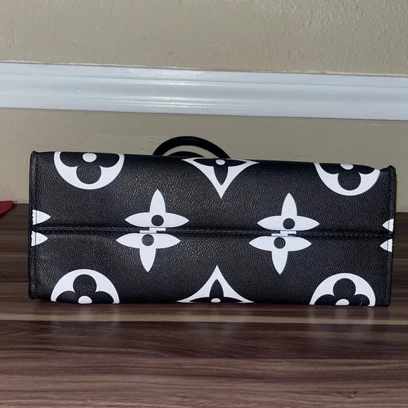 Inspired Monogram Black and White Tote - Picture 3 of 16